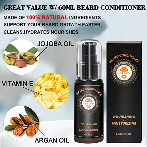 Upgraded Beard Grooming Kit w/Beard Conditioner,Beard Oil,Beard Balm,Beard Brush,Beard Shampoo/Wash,Beard Comb,Beard Scissors,Storage Bag,Beard E-Book,Beard Growth Care Gifts for Men (Pleasant)