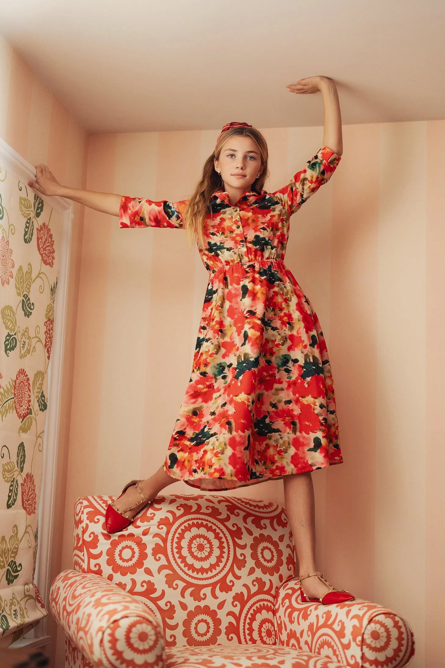 VALENTINA WAISTED BOLD PRINTED DRESS